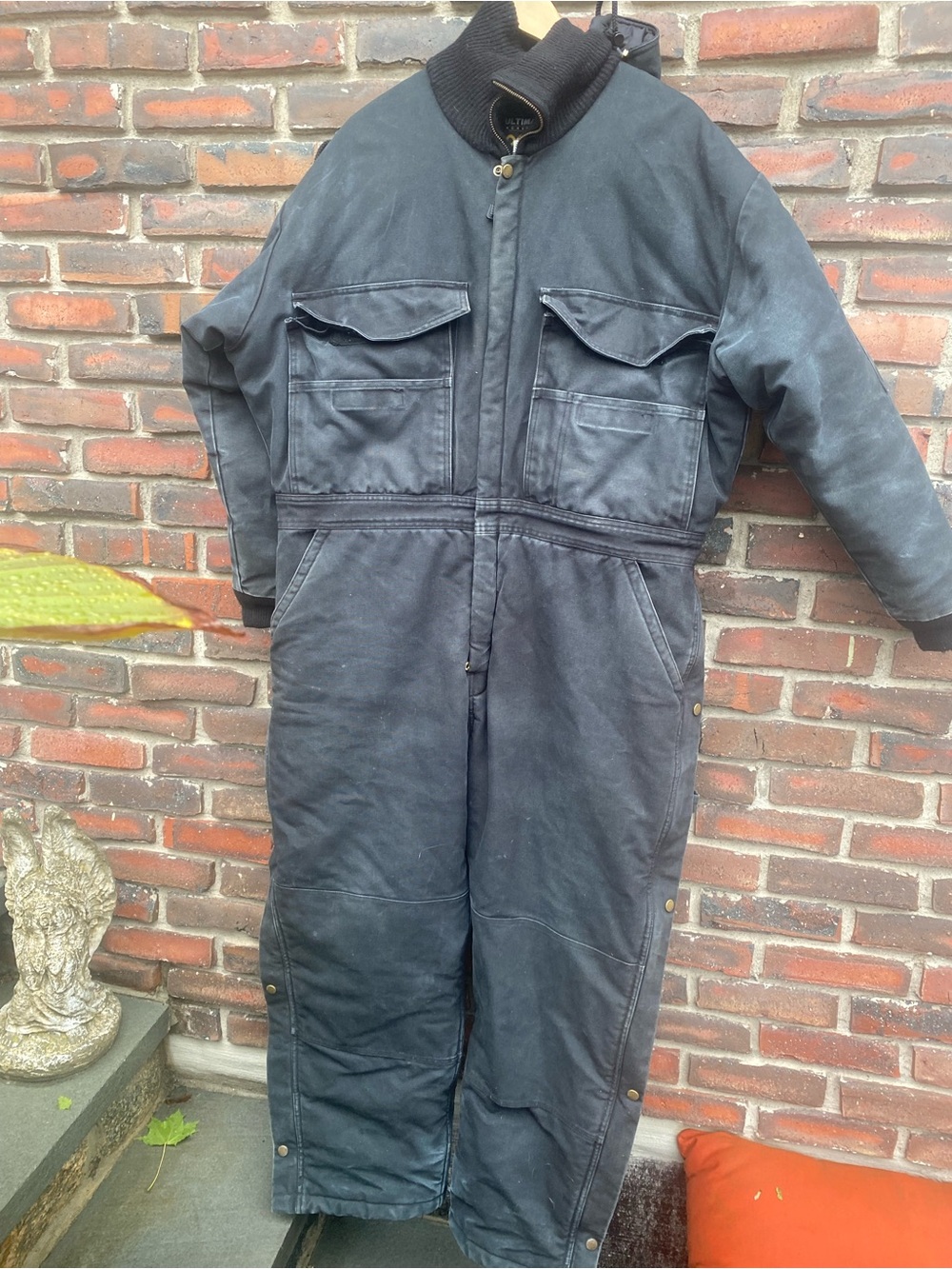 Men's XL Short Black Insulated Coverall Rugged Winter Overalls